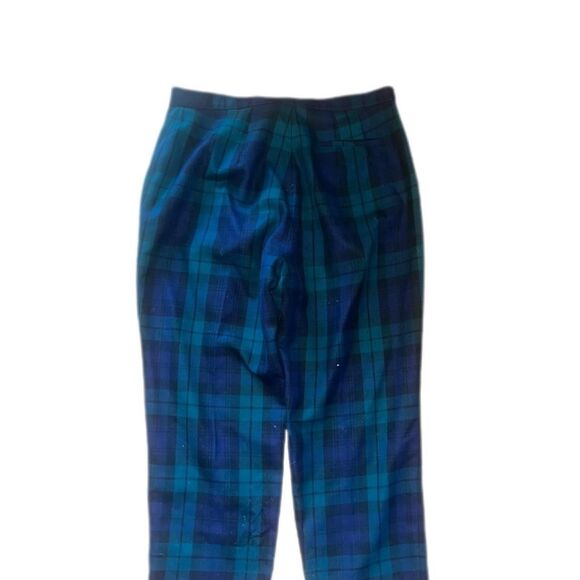 Tommy Hilfiger tommy Women's Blue and Green plaid Wool High Waist Preppy Trouser - Picture 2 of 3